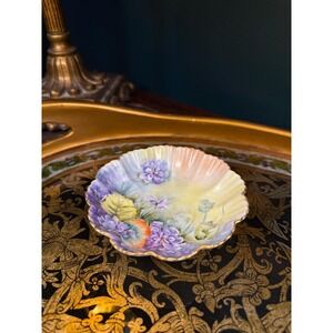 Vintage Hand-Painted Floral Trinket Dish: Czechoslovakia Porcelain Bowl